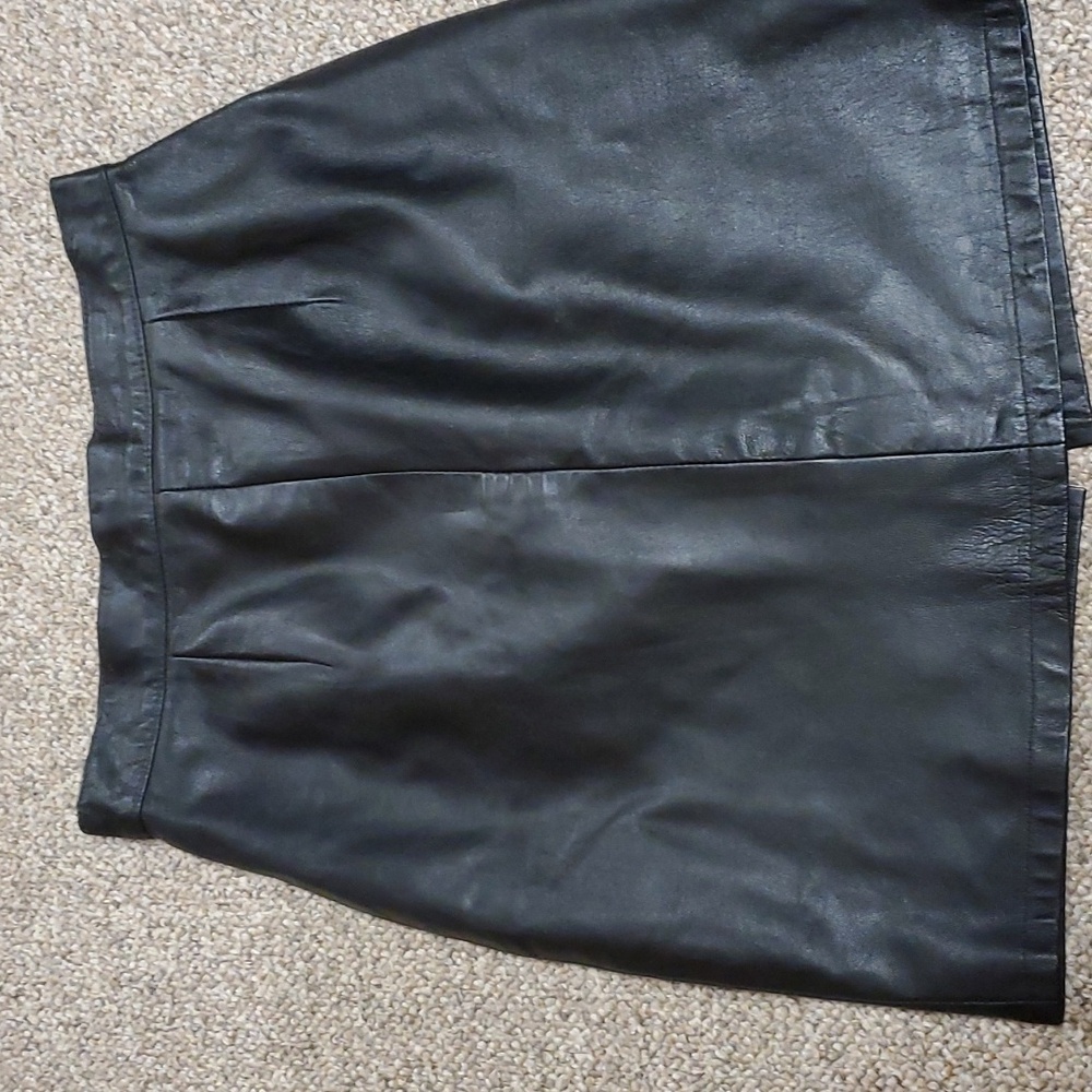 Vintage Fairweather Black Leather Skirt Size  10